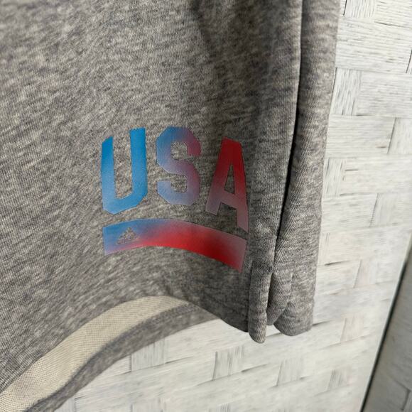 Adidas womens drawstring shorts jersey knit gray USA activewear casual plus size - Picture 2 of 12